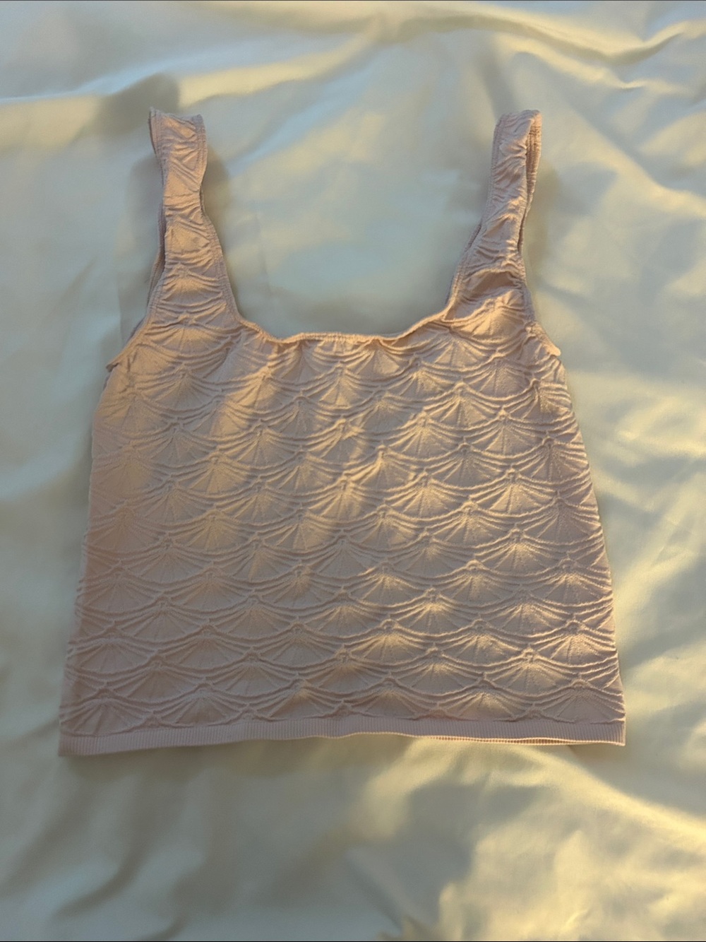 Free People Scallop Knit Blush Crop Tank